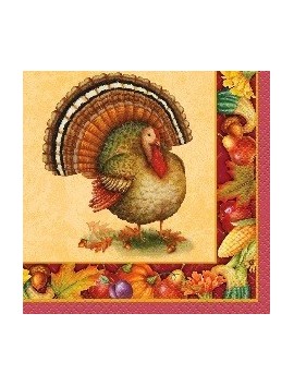 Servilletas Thanksgiving festive turkey pequeñas 16ct Servilletas Thanksgiving festive turkey pequeñas 16ct