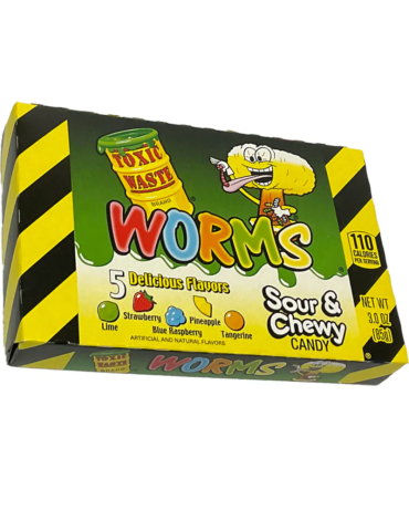 Sour Gummy Worms Theatre Box 85 gr. Toxic Waste