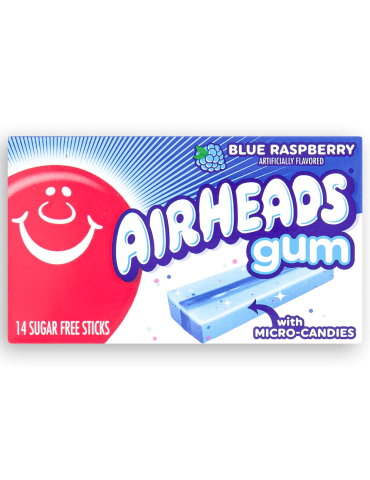 Gum Blue Raspberry With Micro Candies 14 stick. Airheads
