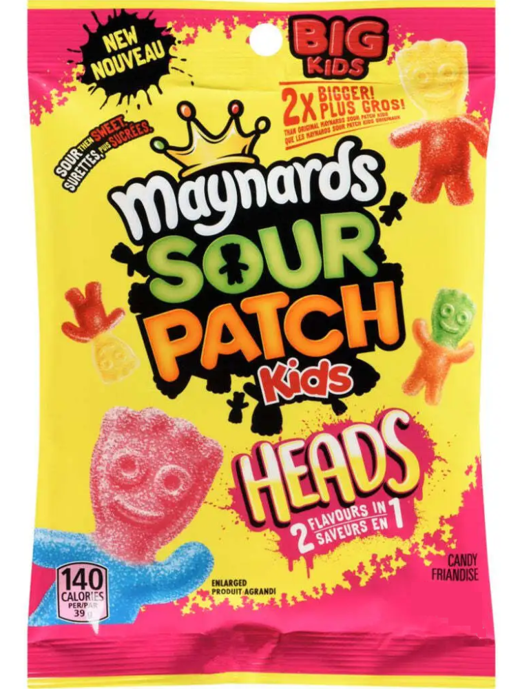Kids Big Heads Peg 141 gr. Sour Patch