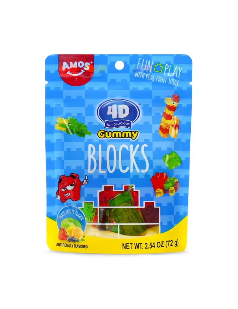 Gummy Blocks 4D Juicy Burst 72 g.Amos