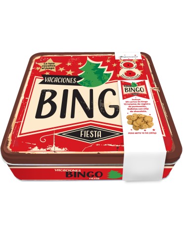 Lata Holiday Bingo con Galletas Chocolate Chip 283 g. Original Gourmet