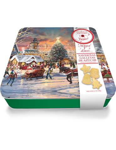 Caja Navideña de Galletas, con música, luces 340 g. Original Gourmet